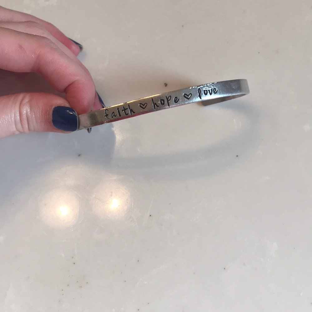 Beautiful “faith, hope, and love” bracelet